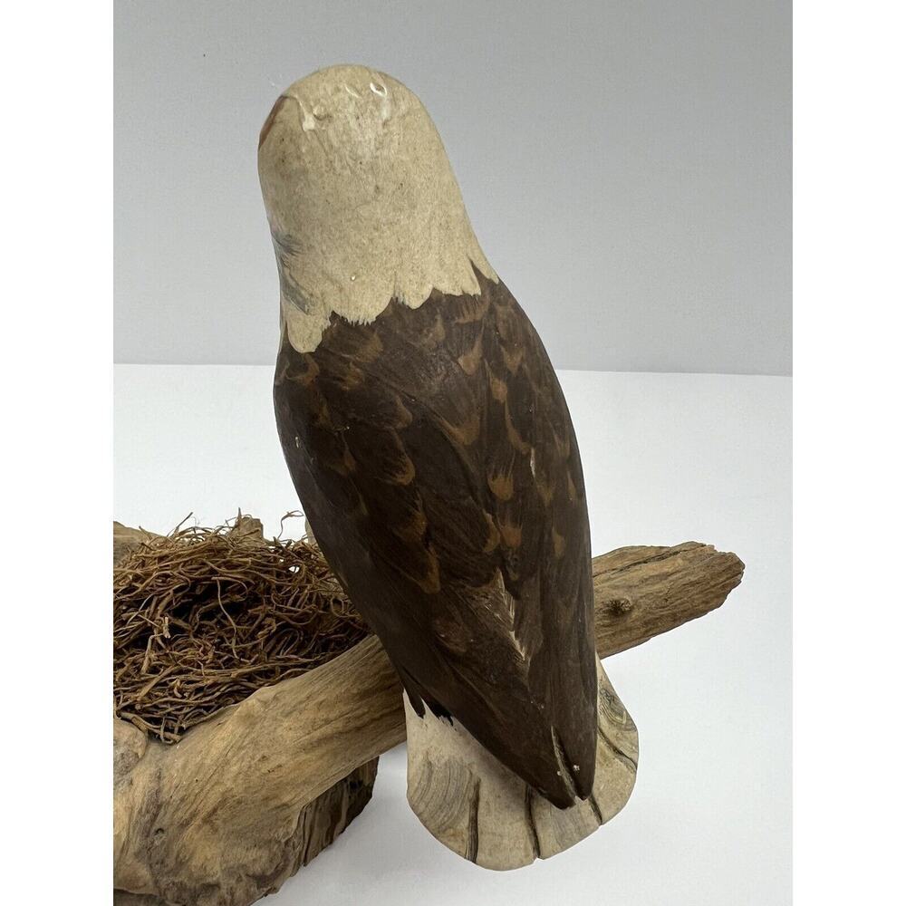 Unbranded Hand Carved & Painted Bald Eagle on Driftwood Vintage - Picture 10 of 13